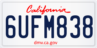 CA license plate 6UFM838