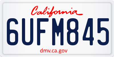 CA license plate 6UFM845