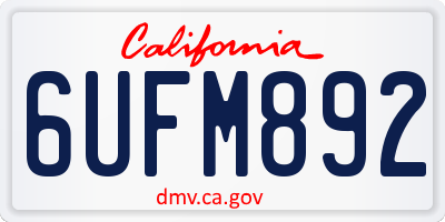 CA license plate 6UFM892