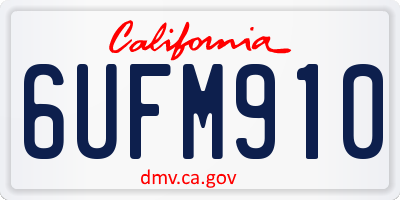 CA license plate 6UFM910