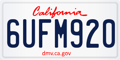 CA license plate 6UFM920