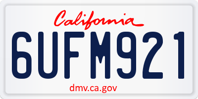CA license plate 6UFM921