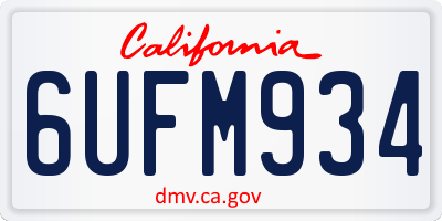 CA license plate 6UFM934