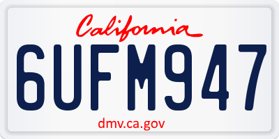 CA license plate 6UFM947