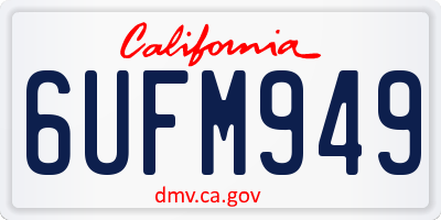 CA license plate 6UFM949