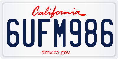 CA license plate 6UFM986