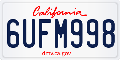 CA license plate 6UFM998