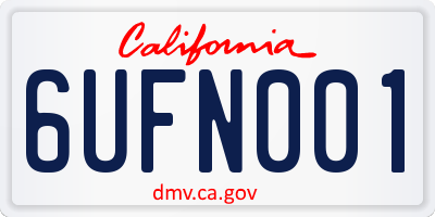 CA license plate 6UFN001