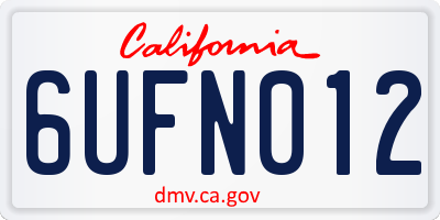 CA license plate 6UFN012
