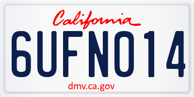 CA license plate 6UFN014