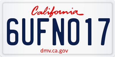 CA license plate 6UFN017