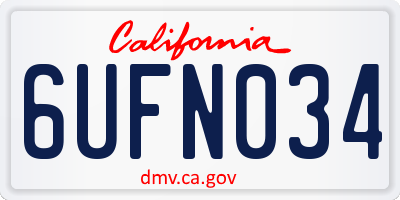 CA license plate 6UFN034