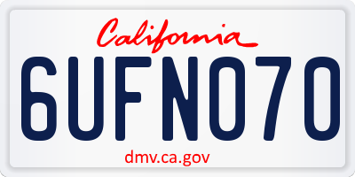 CA license plate 6UFN070