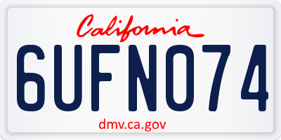 CA license plate 6UFN074