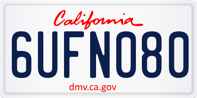 CA license plate 6UFN080