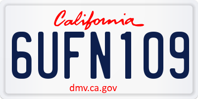 CA license plate 6UFN109