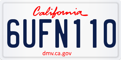 CA license plate 6UFN110