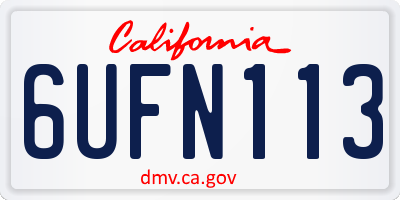 CA license plate 6UFN113