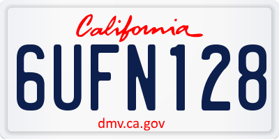CA license plate 6UFN128