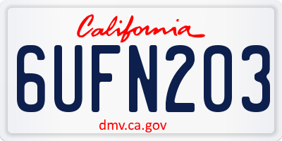 CA license plate 6UFN203