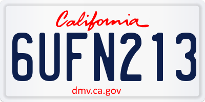 CA license plate 6UFN213