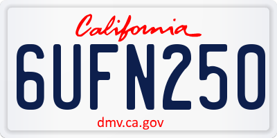 CA license plate 6UFN250