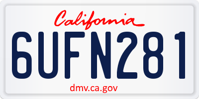 CA license plate 6UFN281