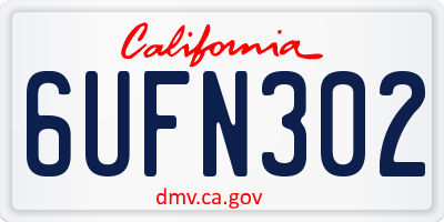 CA license plate 6UFN302