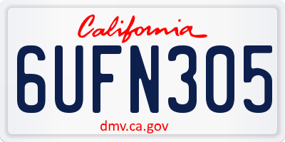 CA license plate 6UFN305