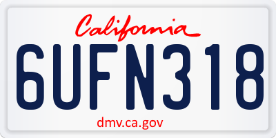 CA license plate 6UFN318