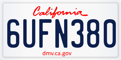 CA license plate 6UFN380