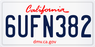 CA license plate 6UFN382