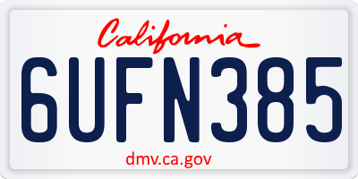 CA license plate 6UFN385