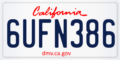 CA license plate 6UFN386