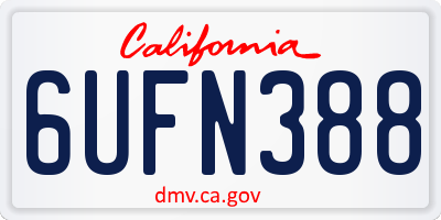 CA license plate 6UFN388