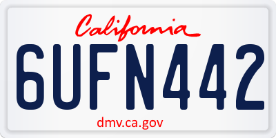 CA license plate 6UFN442