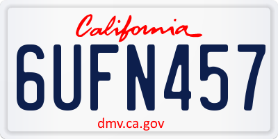 CA license plate 6UFN457