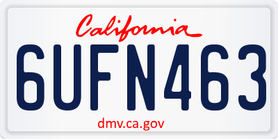 CA license plate 6UFN463
