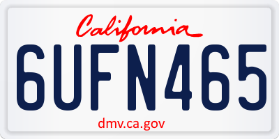 CA license plate 6UFN465