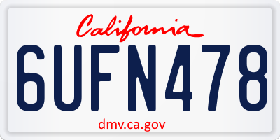 CA license plate 6UFN478