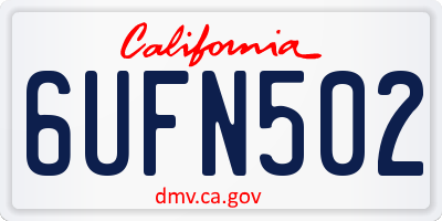 CA license plate 6UFN502