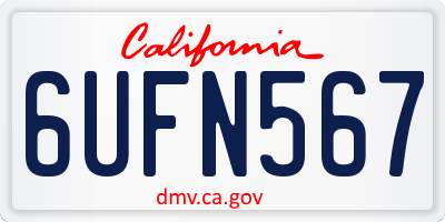 CA license plate 6UFN567