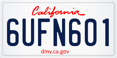 CA license plate 6UFN601