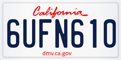 CA license plate 6UFN610