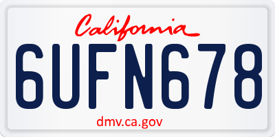 CA license plate 6UFN678
