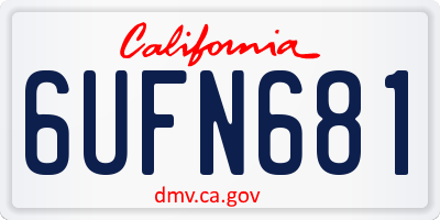 CA license plate 6UFN681