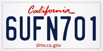 CA license plate 6UFN701