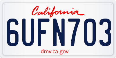 CA license plate 6UFN703