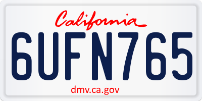 CA license plate 6UFN765