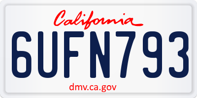 CA license plate 6UFN793